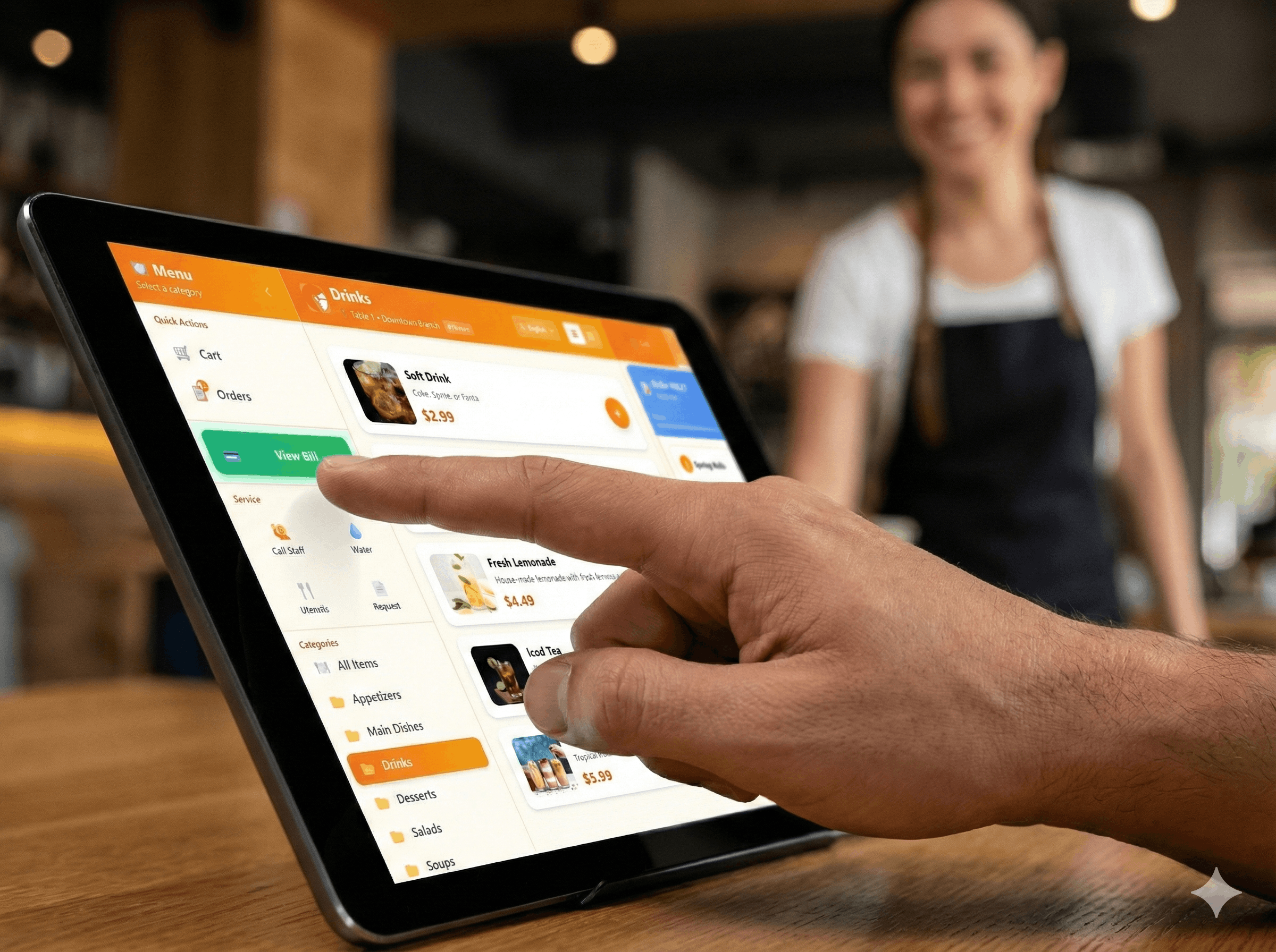 Customer using QR ordering